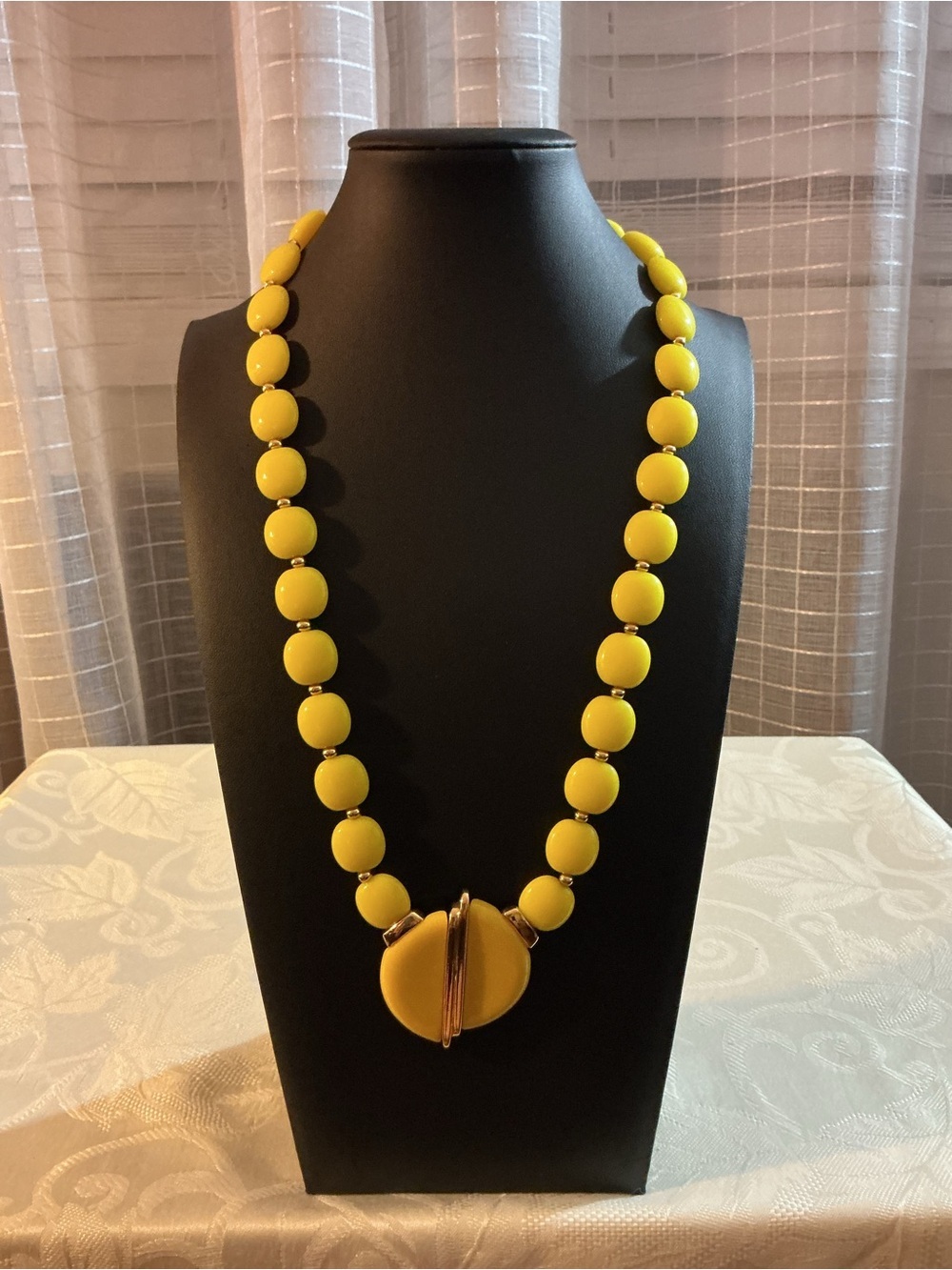 Monet Sunshine Yellow Triple Gold Plated Vintage Signed Pendant Necklace